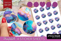 Alcohol Ink Round Sticker - Marble Printable Sticker Sheet Product Image 1