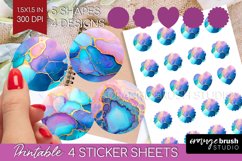 Alcohol Ink Round Sticker - Marble Printable Sticker Sheet Product Image 1