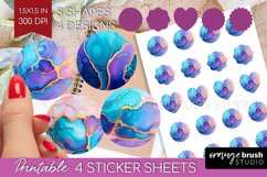 Alcohol Ink Round Sticker - Marble Printable Sticker Sheet Product Image 1