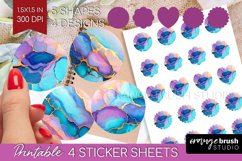 Alcohol Ink Round Sticker - Marble Printable Sticker Sheet Product Image 1