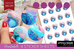 Alcohol Ink Round Sticker - Marble Printable Sticker Sheet Product Image 1
