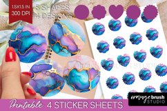 Alcohol Ink Round Sticker - Marble Printable Sticker Sheet Product Image 1