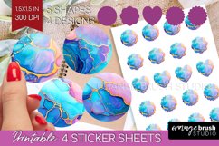 Alcohol Ink Round Sticker - Marble Printable Sticker Sheet Product Image 1