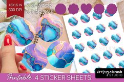 Alcohol Ink Round Sticker - Marble Printable Sticker Sheet Product Image 1
