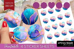 Alcohol Ink Round Sticker - Marble Printable Sticker Sheet Product Image 1