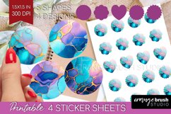 Alcohol Ink Round Sticker - Marble Printable Sticker Sheet Product Image 1