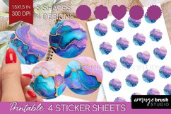 Alcohol Ink Round Sticker - Marble Printable Sticker Sheet Product Image 1