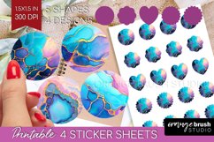 Alcohol Ink Round Sticker - Marble Printable Sticker Sheet Product Image 1