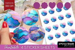 Alcohol Ink Round Sticker - Marble Printable Sticker Sheet Product Image 1