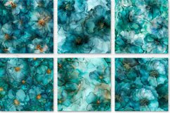 Alcohol Ink Teal Flowers Digital Paper Bundle Product Image 5