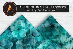 Alcohol Ink Teal Flowers Digital Paper Product Image 1