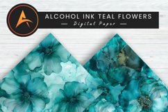 Alcohol Ink Teal Flowers Digital Paper Wallpaper Product Image 1