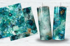 Alcohol Ink Teal Flowers Digital Paper Bundle Product Image 3