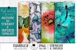 alcohol ink tumbler design set with spring illustrations