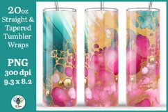 Teal and pink alcohol ink png being shown on a 20oz tumbler