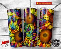 Alcohol Ink Sunflowers 20oz Sublimation Tumbler Designs Product Image 3