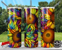 Alcohol Ink Sunflowers 20oz Sublimation Tumbler Designs Product Image 2