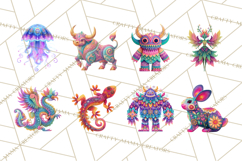 Vibrant Alebrije Dreamers Clipart, Fantasy Creatures Png Product Image 7