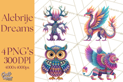 Vibrant Alebrije Dreamers Clipart, Fantasy Creatures Png Product Image 1
