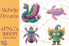 Vibrant Alebrije Dreamers Clipart, Fantasy Creatures Png Product Image 1