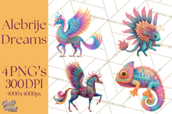 Vibrant Alebrije Dreamers Clipart, Fantasy Creatures Png Product Image 1