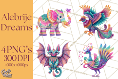 Vibrant Alebrije Dreamers Clipart, Fantasy Creatures Png Product Image 1