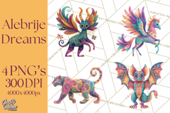 Vibrant Alebrije Dreamers Clipart, Fantasy Creatures Png Product Image 1