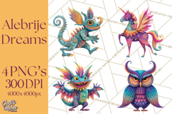Vibrant Alebrije Dreamers Clipart, Fantasy Creatures Png Product Image 1