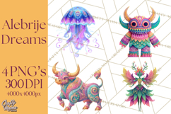 Vibrant Alebrije Dreamers Clipart, Fantasy Creatures Png Product Image 1