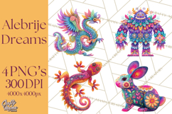 Vibrant Alebrije Dreamers Clipart, Fantasy Creatures Png Product Image 1