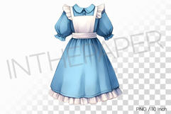 Elegant watercolor Alice apron dress PNG Clipart Illust Product Image 1