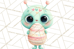 Alien Easter Clipart, Cute Green Alien Easter Eggs, Cartoon Product Image 4