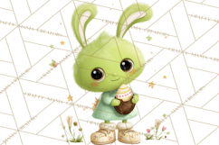 Alien Easter Clipart, Cute Green Alien Easter Eggs, Cartoon Product Image 4