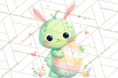 Alien Easter Clipart, Cute Green Alien Easter Eggs, Cartoon Product Image 2