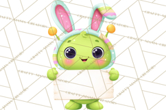 Alien Easter Clipart, Cute Green Alien Easter Eggs, Cartoon Product Image 3