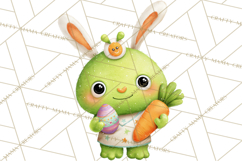 Alien Easter Clipart, Cute Green Alien Easter Eggs, Cartoon Product Image 4