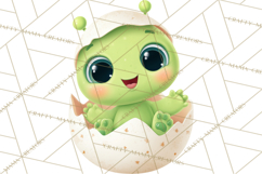 Alien Easter Clipart, Cute Green Alien Easter Eggs, Cartoon Product Image 5