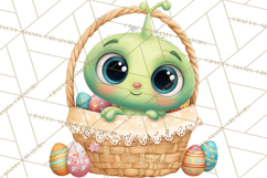 Alien Easter Clipart, Cute Green Alien Easter Eggs, Cartoon Product Image 4