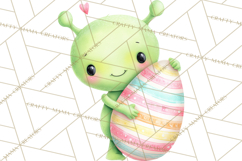 Alien Easter Clipart, Cute Green Alien Easter Eggs, Cartoon Product Image 5
