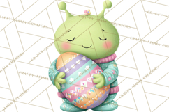 Alien Easter Clipart, Cute Green Alien Easter Eggs, Cartoon Product Image 5