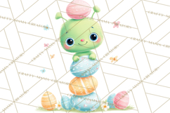 Alien Easter Clipart, Cute Green Alien Easter Eggs, Cartoon Product Image 2