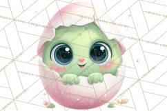 Alien Easter Clipart, Cute Green Alien Easter Eggs, Cartoon Product Image 2