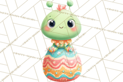 Alien Easter Clipart, Cute Green Alien Easter Eggs, Cartoon Product Image 5