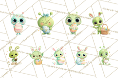 Alien Easter Clipart, Cute Green Alien Easter Eggs, Cartoon Product Image 7