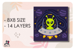3D Alien Sci-Fi UFO Shadow box SVG Papercut template Product Image 2