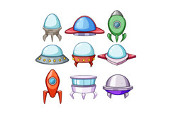 Cartoon alien spaceships flying saucers vector illustration Product Image 1