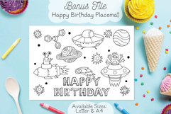 Space Happy Birthday Card | Kids Coloring Card &amp; Placemat Product Image 6