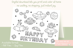 Space Happy Birthday Card | Kids Coloring Card &amp; Placemat Product Image 7