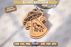 Aliens Keychain Laser Cut | UFO | Aliens Keyring | Accessory Product Image 1