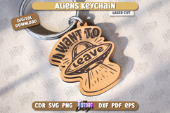 Aliens Keychain Laser Cut | UFO | Aliens Keyring | Accessory Product Image 1